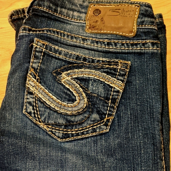 EUC Silver Jean Distressed Flare - Picture 2 of 4